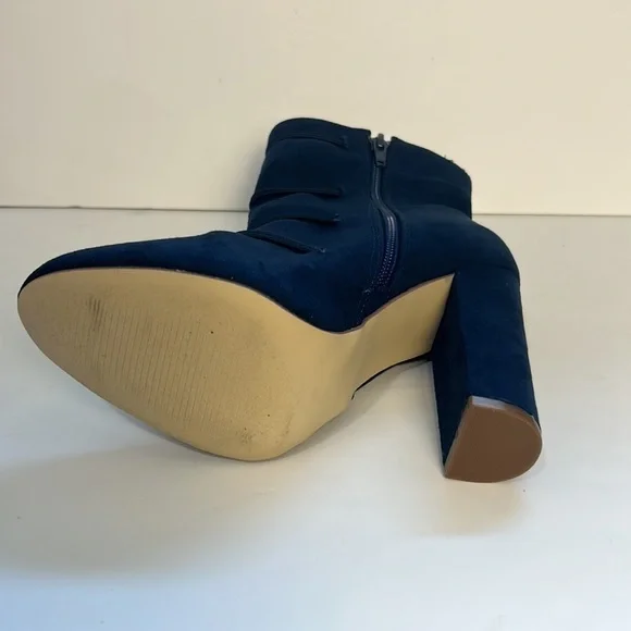 JustFab Isabella Bootie Victorian Inspired Blue Jewel Tone Pompoms Women's 6.5 - Picture 5 of 9